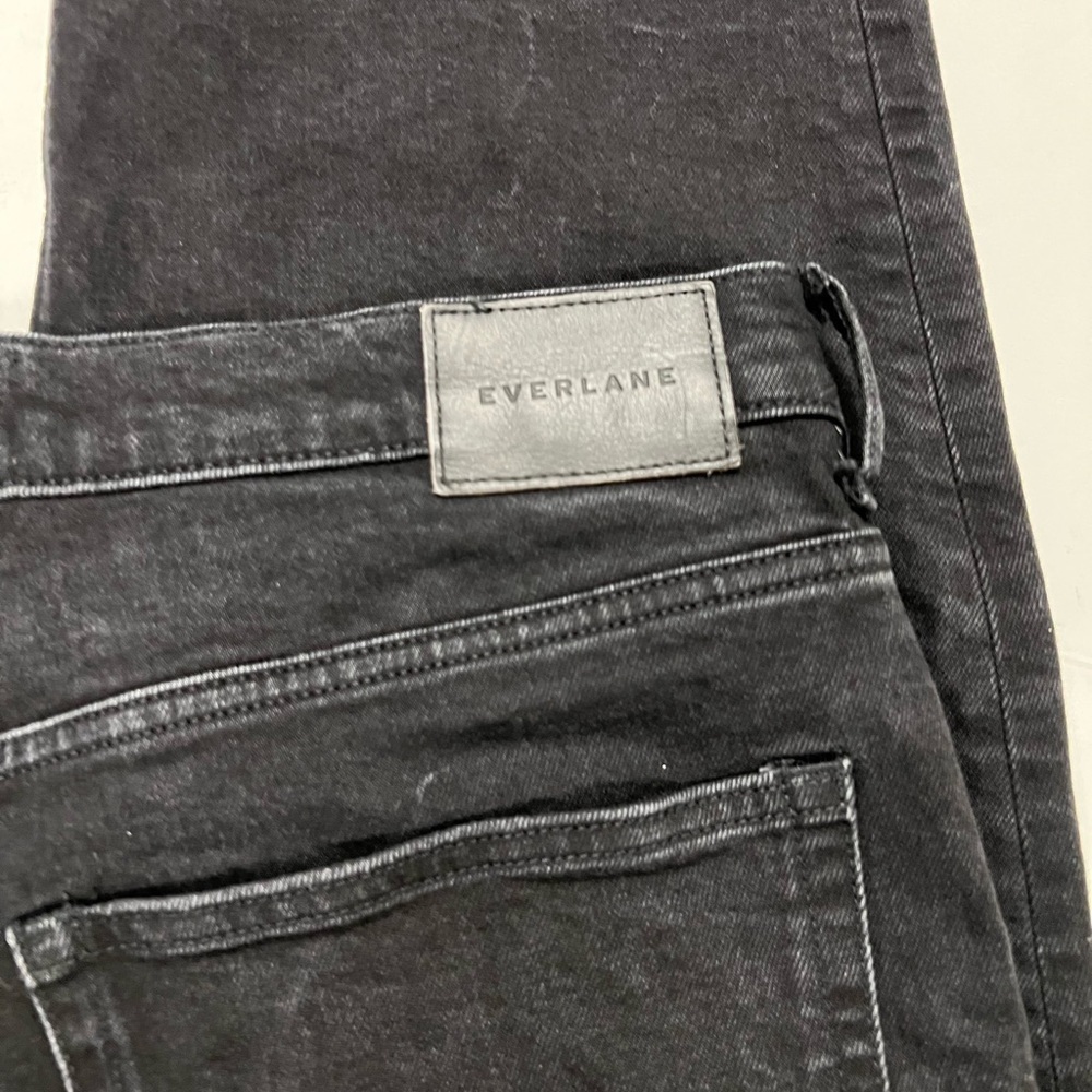Everlane Womens Coal Black The Way High Straight Leg Raw Hem Jeans Size 32 - Picture 9 of 13